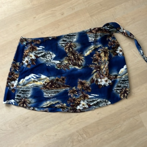 Hilo Hattie Hawaiian Sarong Mini Wrap Skirt VTG Aloha Tropical Blue One Size - Picture 4 of 7